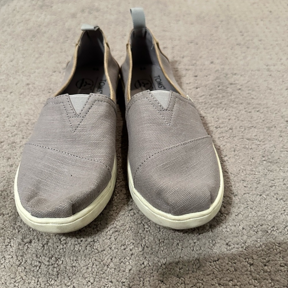 Toms Boys Gray Loafers Slip-Ons Casual Comfort